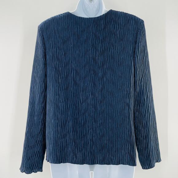 R&M RICHARDS Navy Blue Ruched Sequin Dress Special Occasion Jacket 10 - Picture 3 of 11